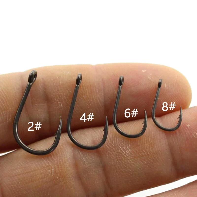 

10pcs Carp Fishing Short Shank Hook Micro Barbed PTFE Coating Forged Steel Construction Hook Size 24 6 8 For Carp Hiar Rig