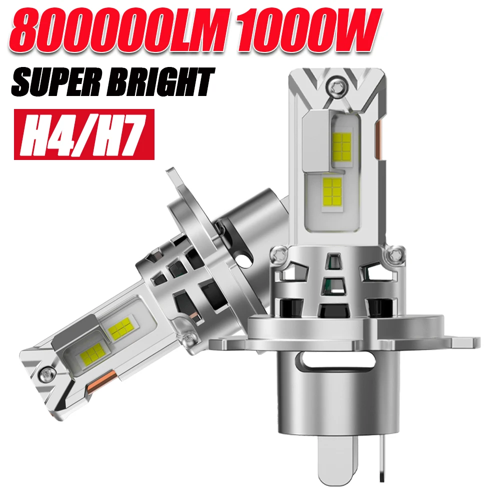 

Ампула светодиодная H7 H4 800000LM Супер яркие прожекторы Лампа для фар 9003 HB2 6000K Светодиодные фонари для автомобиля с вентилятором охлаждения Foggers