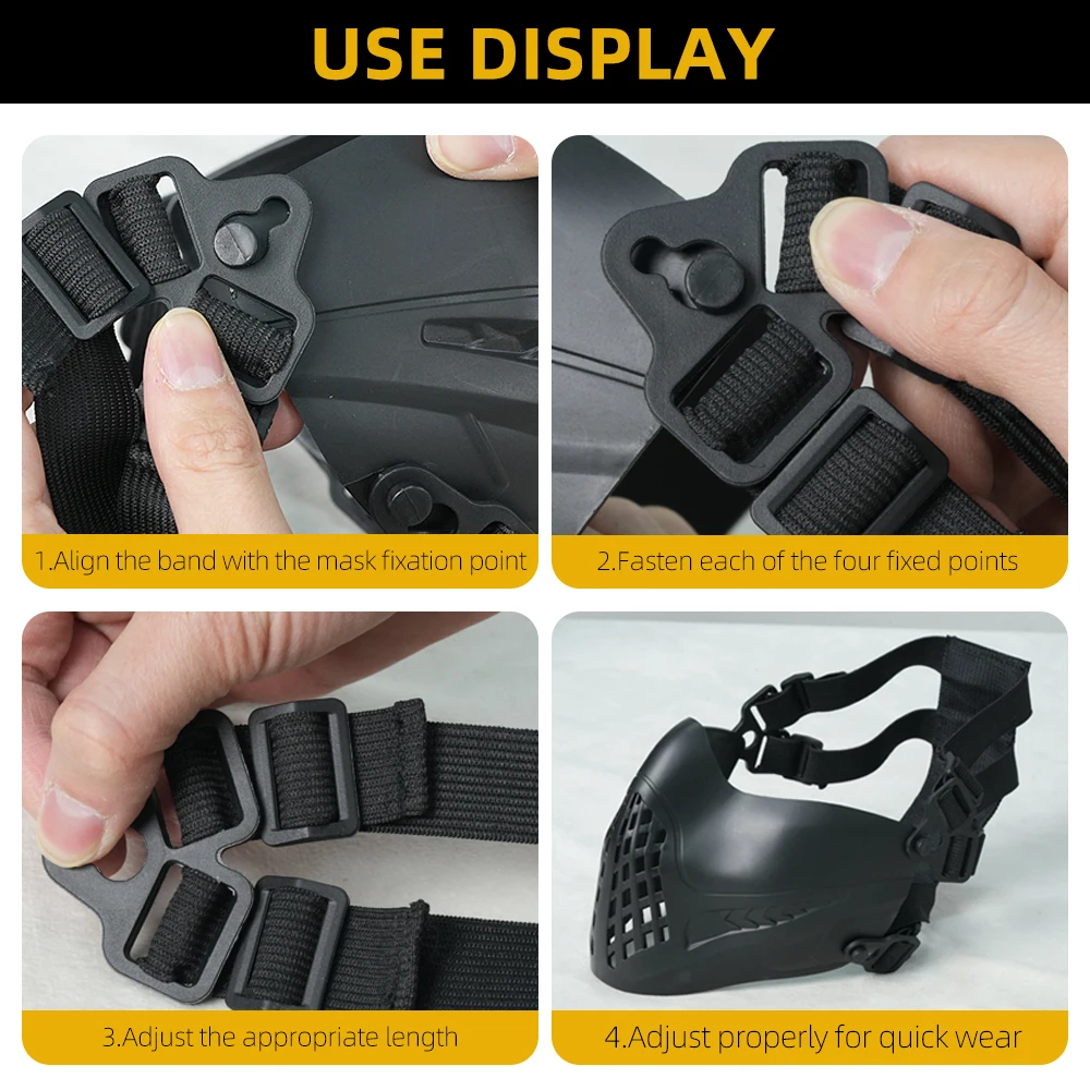 BOOIU Tactical Face Mask Windproof Dustproof Personal Protection for Airsoft Paintball Outdoor CS Games Adjustable Comfort