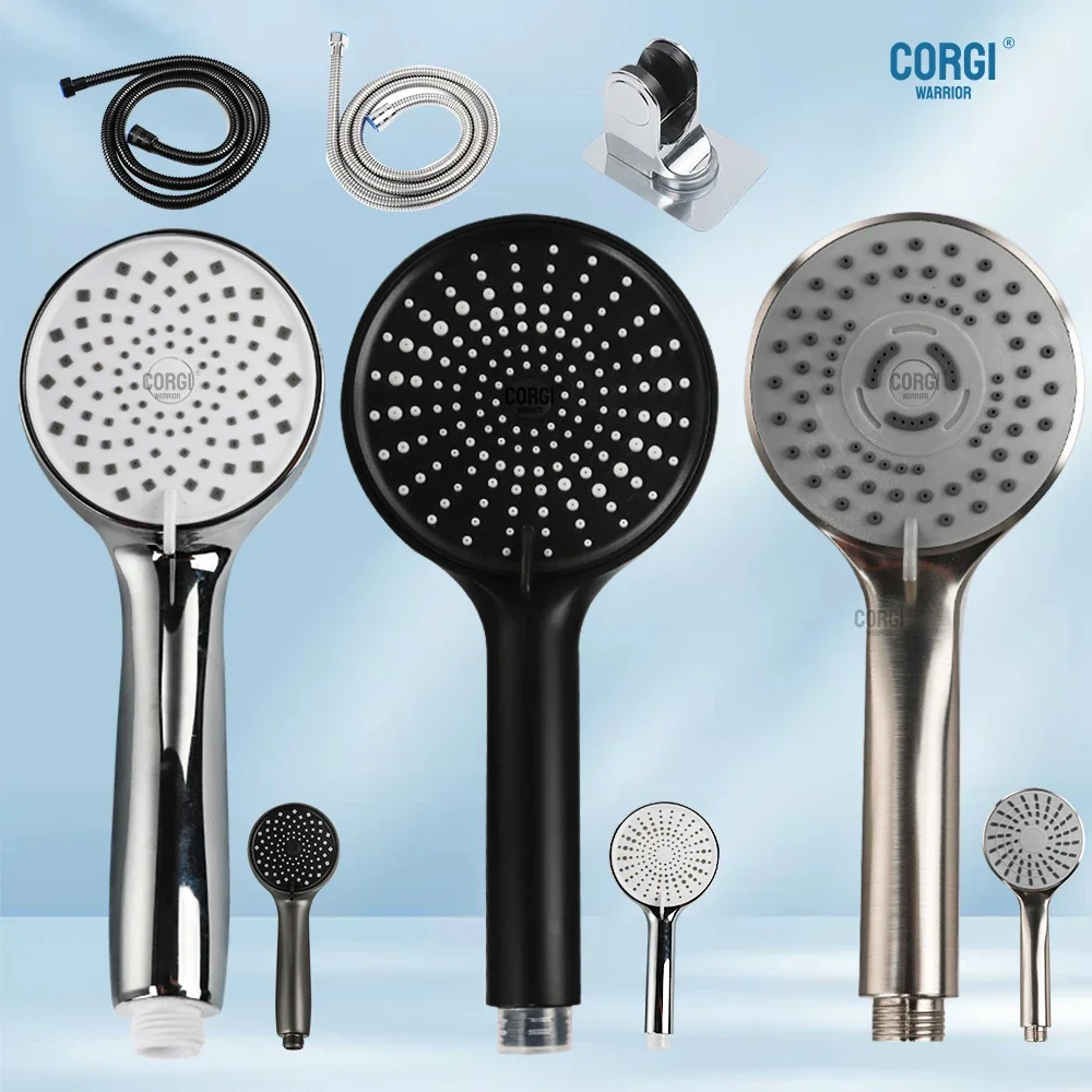 1/3/5 Modes High Pressure Handheld Shower Head Powerful Rain ABS Plastic Water Saving Showerhead Power Wash Clean Tub Tile Pets