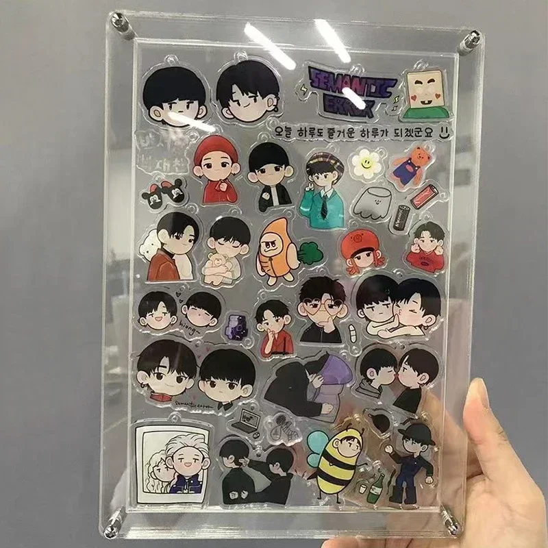 New 10.2*15.3cm Anime Acrylic Sheets Patch Frame Desktop Decor Card Display Stand Keychain Figure Stand Model Protection Case