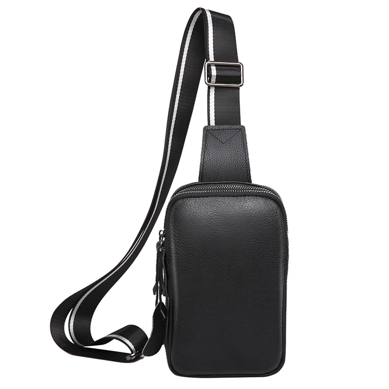

Genuine Leather Men's Bags Chest Pack Shoulder Crossbody Bag Top Layer cow Leather sling bag Trend Retro Style riñonera 힙색
