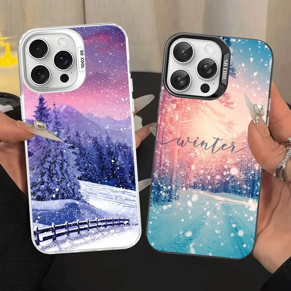 

Winter Snow Phone Case For IPhone 16 15 14 13 12 11 Pro Max X XR XSMAX 8 7 Plus Matte Shockproof Back Cover