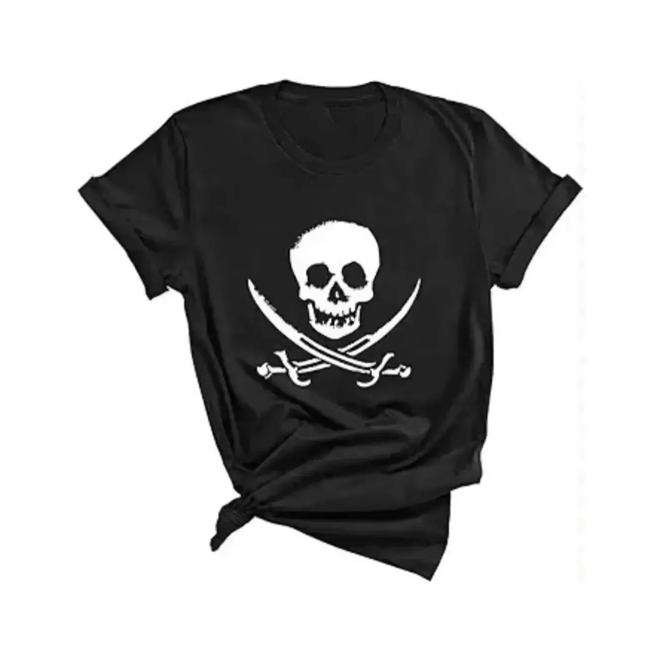 Skull T-Shirt. Soft & Comfy Unisex  Tee. Skull and Crossbones Shirt.77899 ZYXZ Blue Sand Textiles  Shirt  COTTON