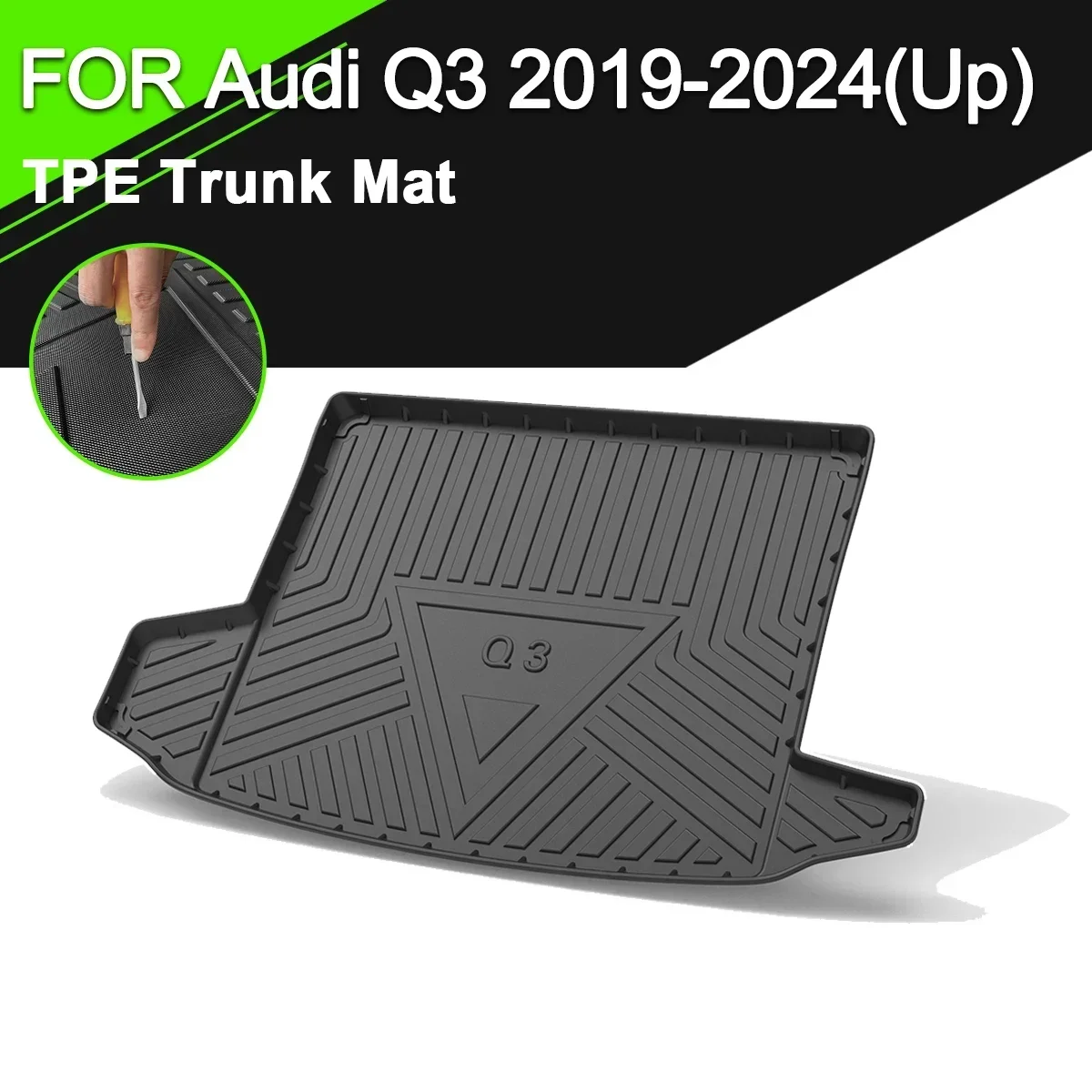 

Car Rear Trunk Cover Mat TPE Waterproof Non-Slip Rubber Cargo Liner Accessories For Audi Q3 2019-2024 (Up)