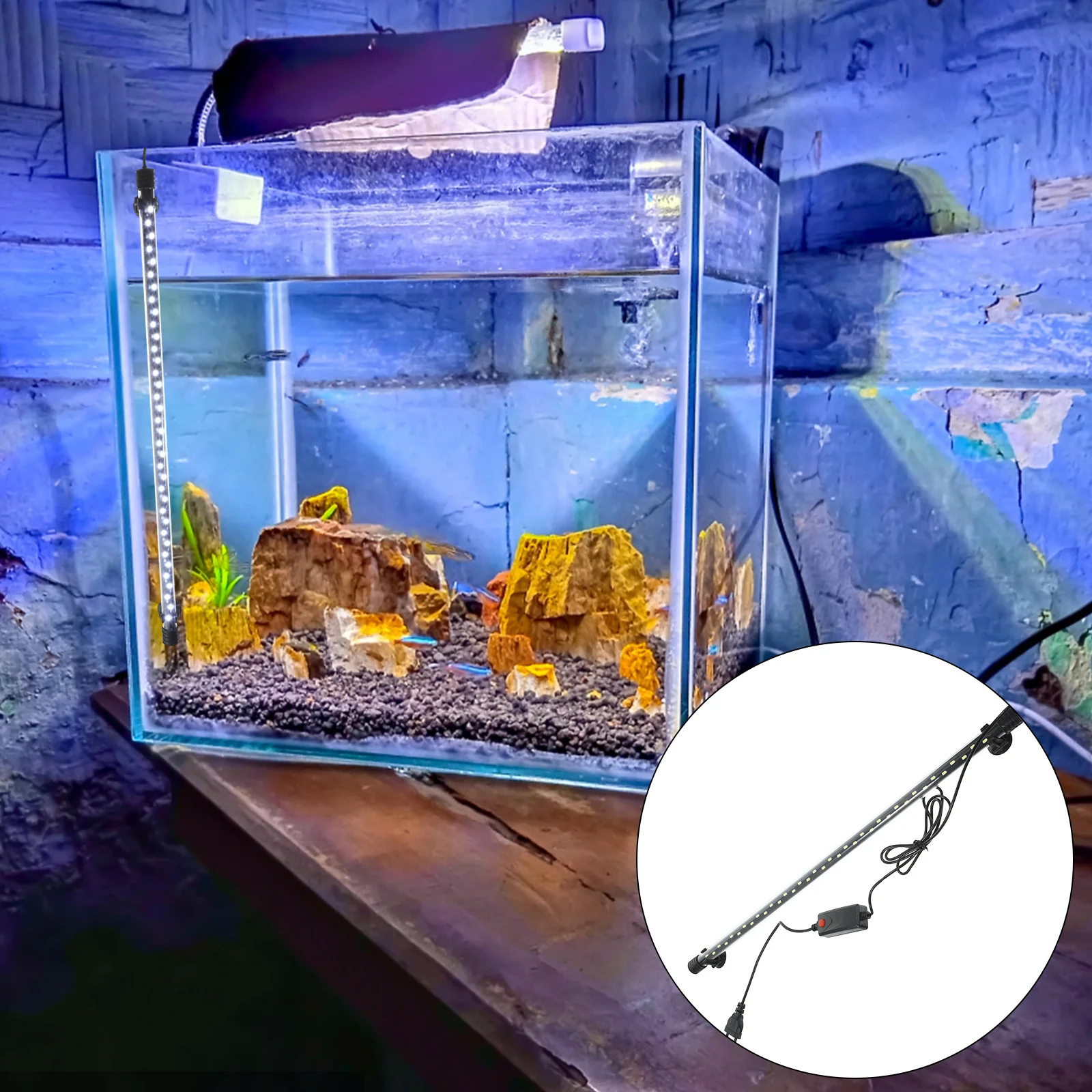 

1Pcs Fish Tank LED Light Aquarium Landscaping Lamp Pure White Durable Long-Lasting Suction Cup Fish Tank Accessory Lighting