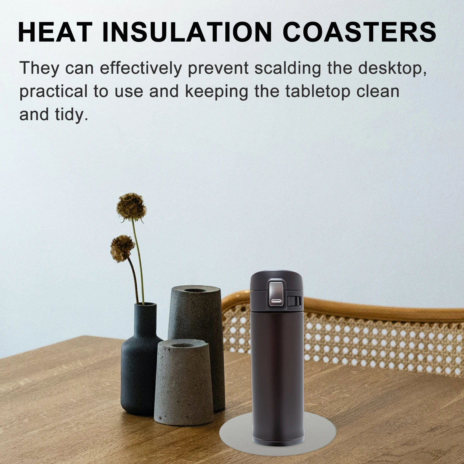 

1 set 1 Set Of Portable Heat-Resistant Cup Mats Anti-Scald Coasters For Indoor Outdoor Use Round Tea-Ware Pads (Silver)