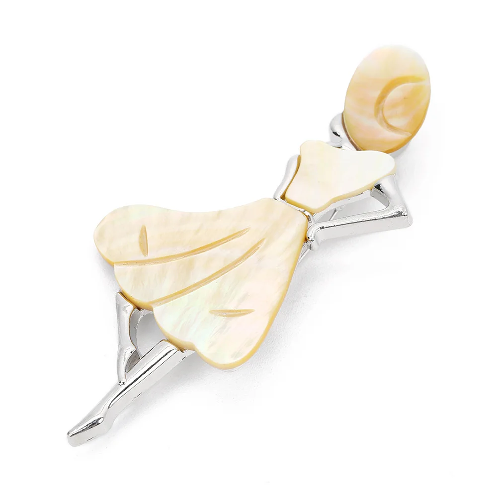 

1pc Brooch Chest Pin Beauty Shaped Abalone Shell Design Multi-Use Pendant For Women Fashion Jewelry Beige