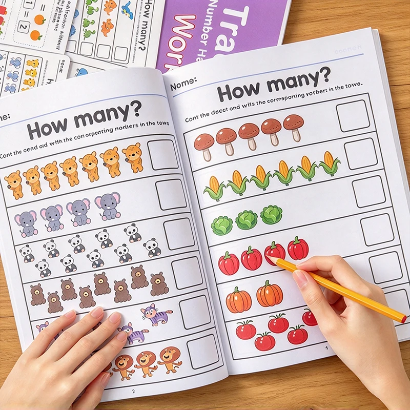 64-Page Math Workbook, Number Tracing Exercises from 1-10, Early Learning Workbook, Colorful Pages with Counting Activities, for Classroom and Home Learning, Easter and Christmas Gifts