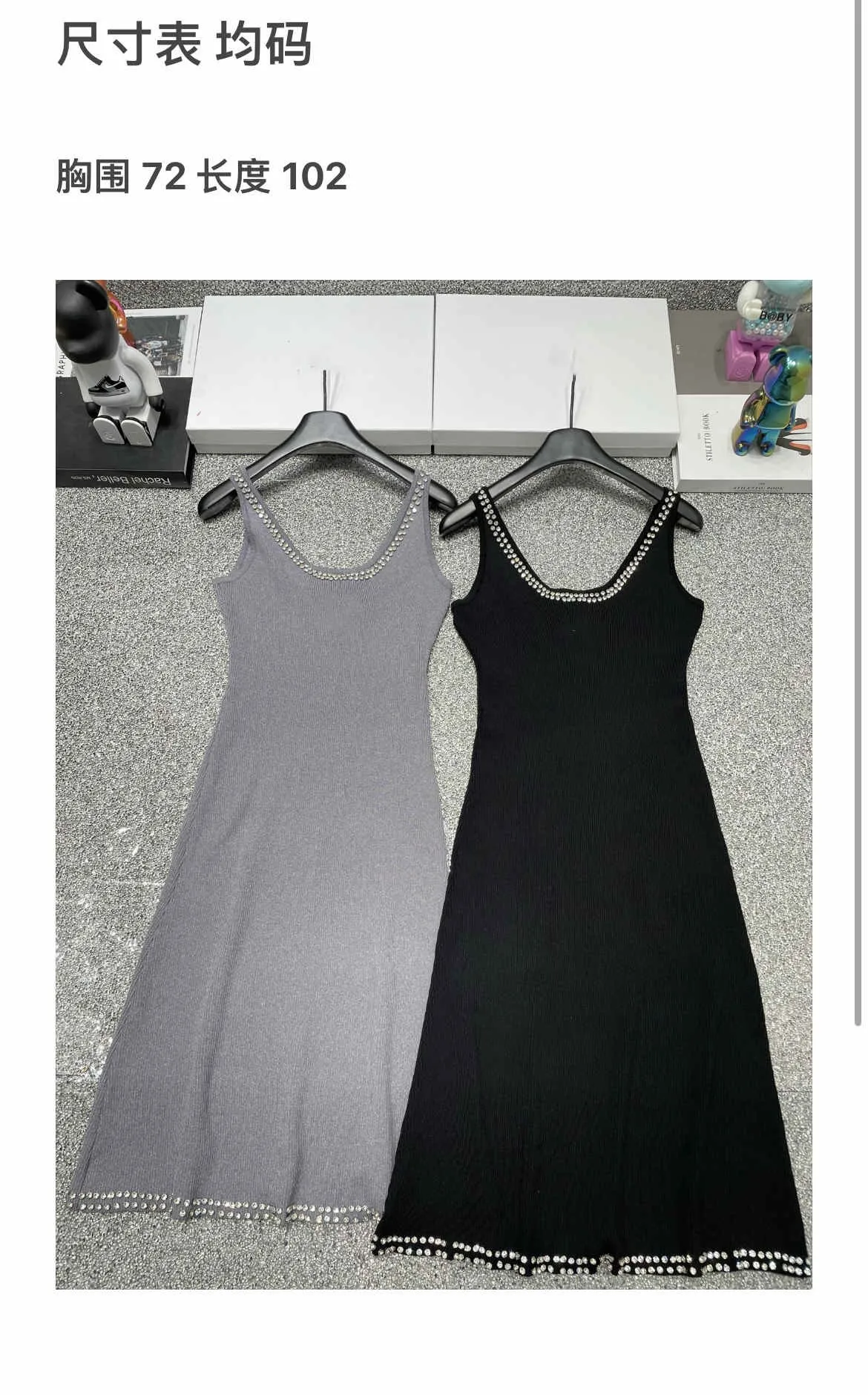 New Brand Studio Summer Slim Knitted Suspender Dress Sleeveless Solid Color Round Neck Long Dress