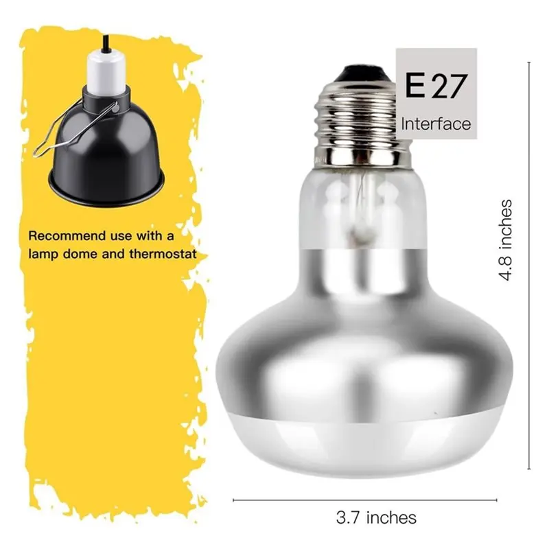 NEW HOT In Stock-Reptile Basking Light, 100W Intense Heat Lamp Bulb UVA Function, 220V Power Supply Spot