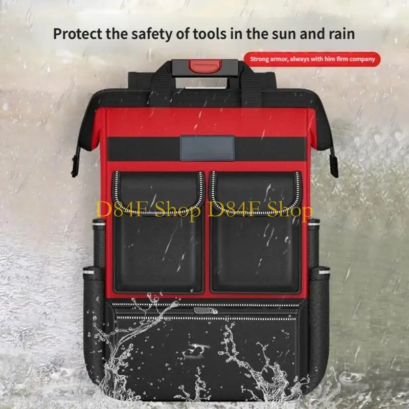 D84F Professional Tool Bag Backpack Heavy Duty Tool Backpacks Waterproof Tool Bag for Tools Storage and Organization