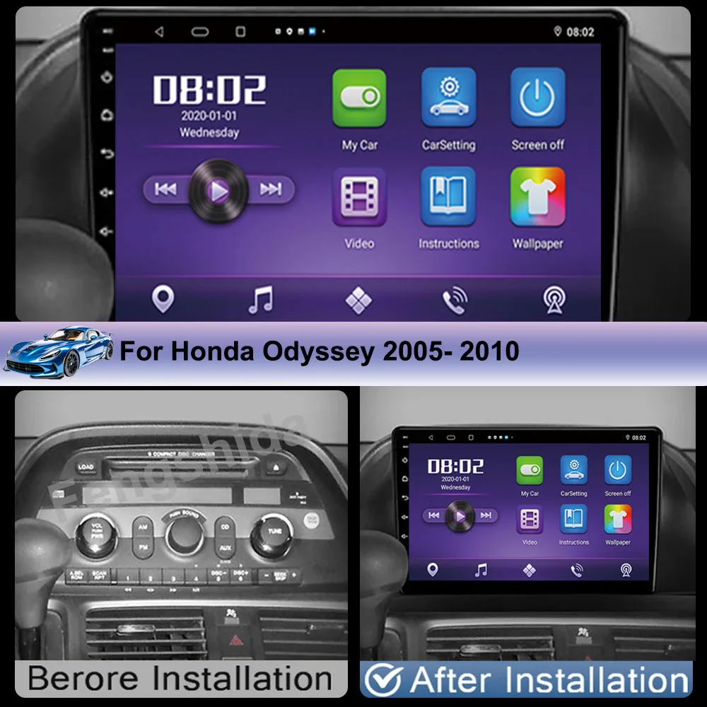 Android 14 Car Multimedia Video Player For Honda Odyssey 2005 - 2010 Touch Screen Auto Stereo Navigation GPS No 2din DVD