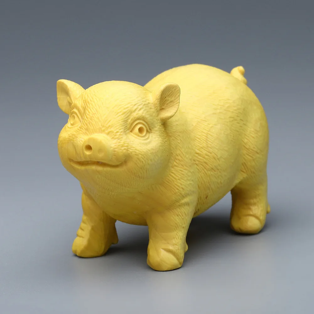 

Boxwood carving lucky pig ornaments solid wood creative cute zodiac animals rich pig wenwan hand pieces