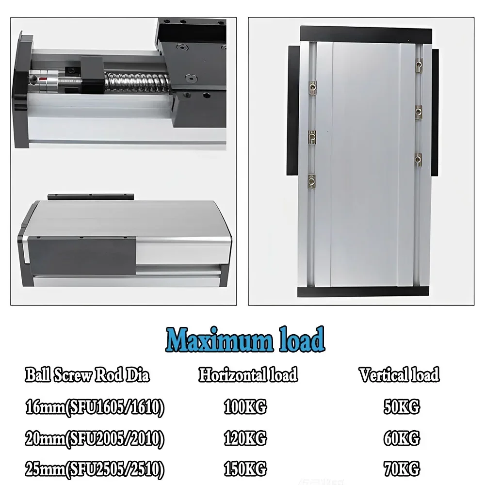 Heavy Duty Fully Enclosed Automations Linear Bearings Dustproof  Linear Guide Rails Load 100kg 150mm Width SFU1605/2005/2505