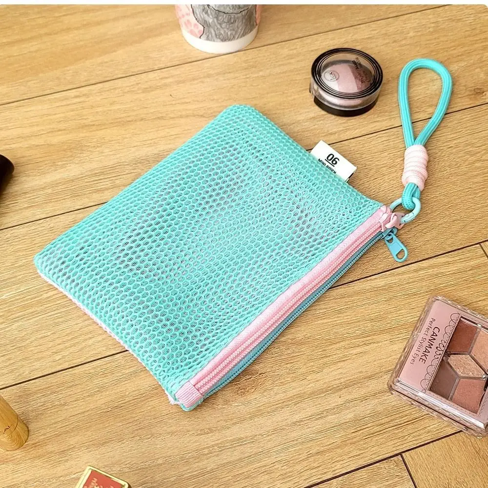 Portable Double Zipper Mesh Storage Pouch Ultra Light Visible Visible Makeup Pouch Wear-proof Space Saving Cosmetic Bag Home