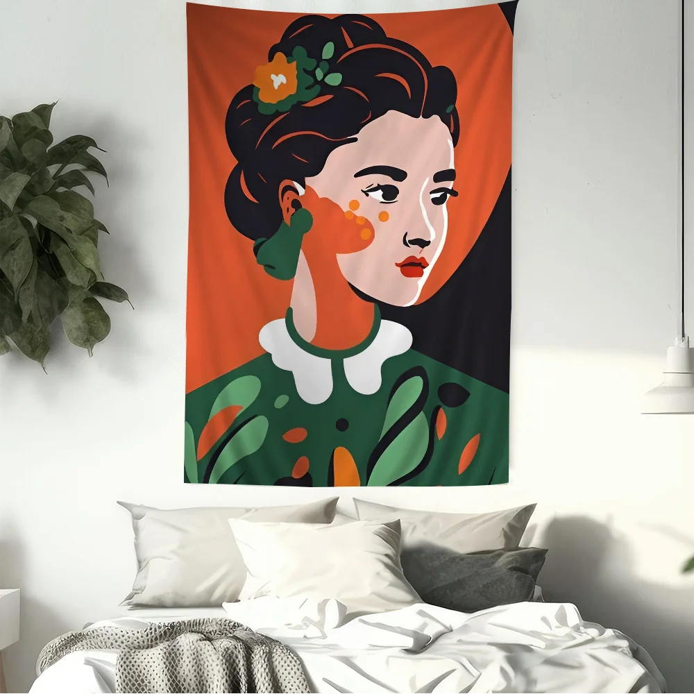 Elegant And Charming Woman Style Art Cartoon Tapestry For Living Room Home Dorm Decor INS Home Decor