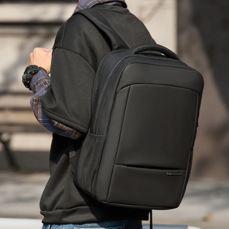 Men's Leather Backpack Black 15.6inch Laptop Luxury Designer Backpack Waterproof PVC Multifunction Fashion Business Travel Bag