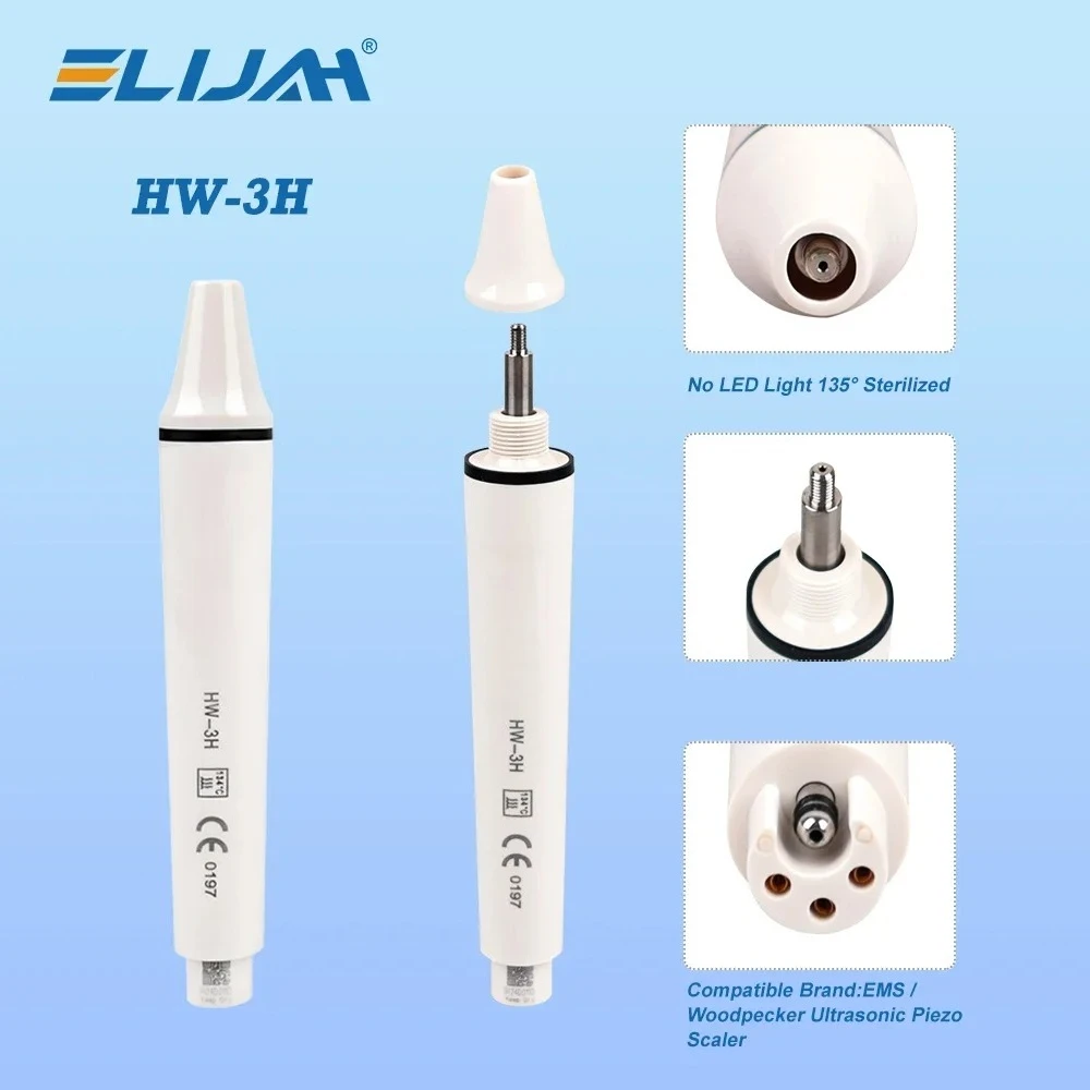 ELIJAH Ultrasonic Piezo Scaler Dental Handpiece LED Dental 135° Sterilize Handle Fit For EMS WOODPECKER UDS SATELEC DTE Dentist image 3