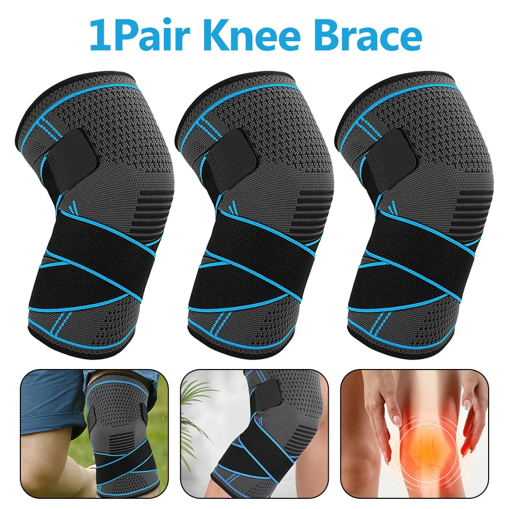 1Pair Adjustable Sports Knee Pad Knee Pain Relief Patella Stabilizer Brace Support for Hiking Soccer Basketball Cycling Sport