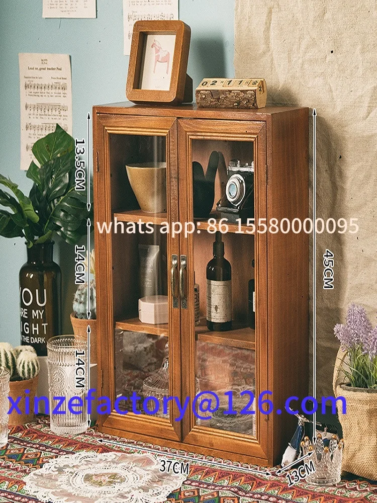 Customizable Home vintage hand-made dustproof storage cabinets Double door multi-layer finishing hotel decoration