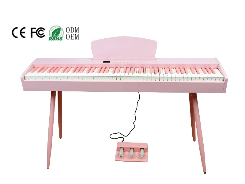 Portable 88‑Key Digital Piano Pink Wood Grain Touch Sensitive Keyboard For Home Beginner Daily Practice Performance view 2