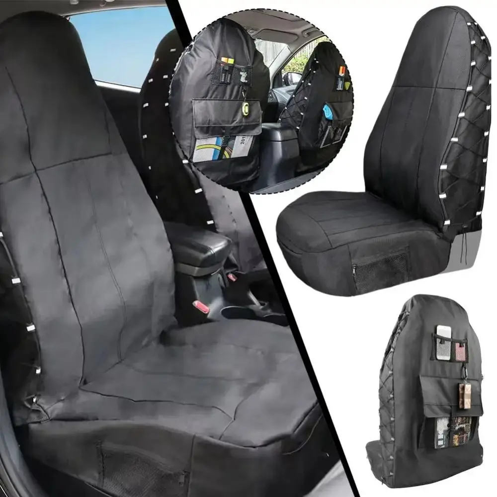

Oxford Cloth Car Front Seat Cover Anti-scratch Waterproof Auto Seat Protector Wear-resistant Adjustable Size Car Seat Cushion
