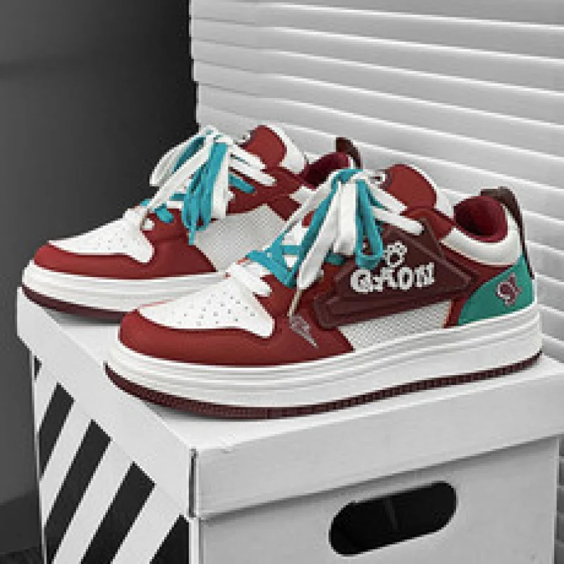 أحذية رياضية للرجال برباط، أحذية مشي كاجوال مريحة، أحذية تنس رياضية مكتنزة من الجلد الصناعي