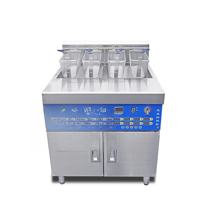 Electric fryer commercial electromagnetic double-cylinder four-sieve fryer constant temperature inverter frying equipment