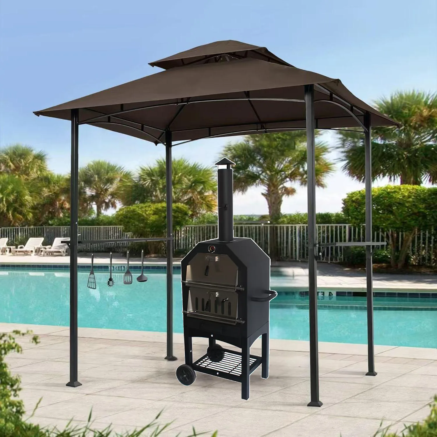 Outdoor Verdickter American Camping Großer Pizzagrill Haushalt Outdoor Multifunktionsgrill