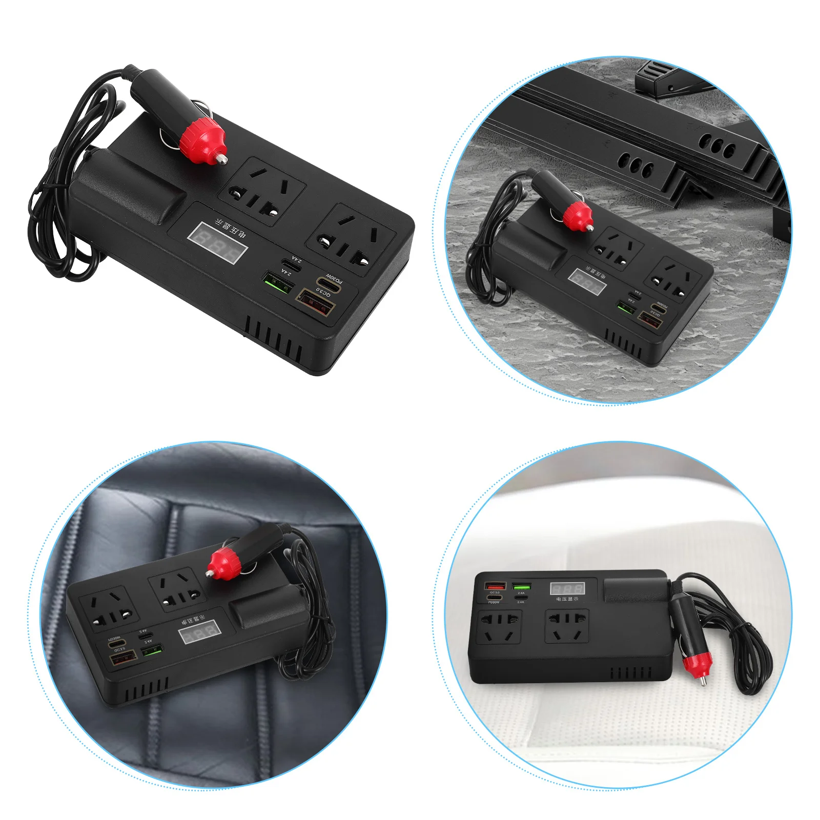 

Car Power Inverter 120W 12V 24V to 220V Converter USB Ports Multi-Function Sockets Adapter Outlet for Laptop Phone