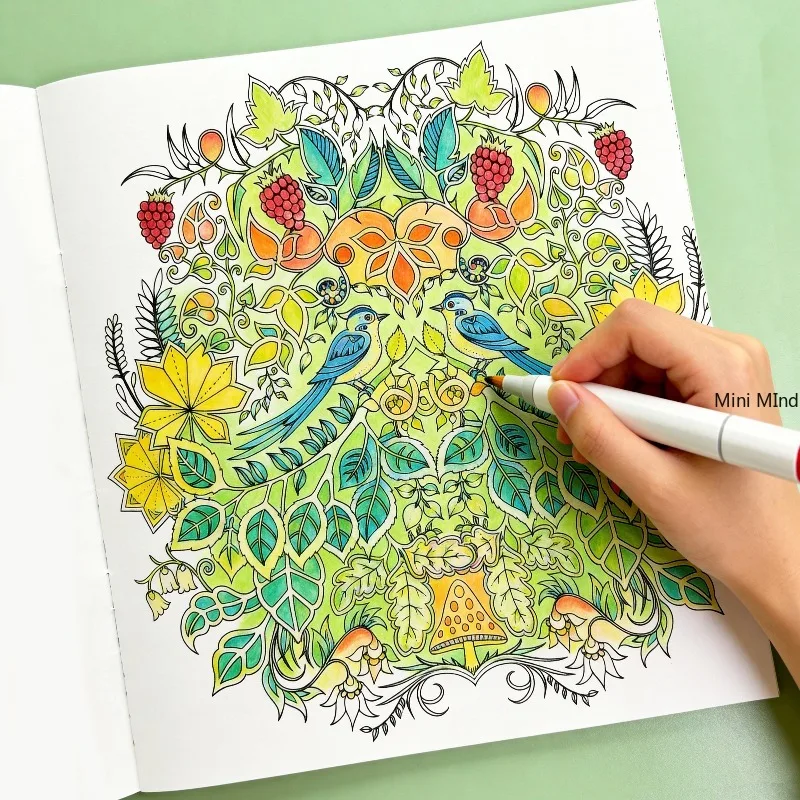 A Healing Forest Natural Style Painted Copy Book, Animal/forest Theme, Mandala Line Drawing, Emotional Relaxation Graffiti Book