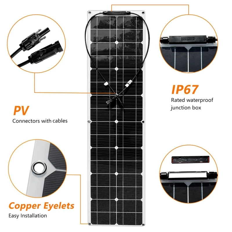 Solar Panel 300W 600W 18V Flexible Solar Cell Energy Charger Power Bank for Outdoor Camping Yacht Motorhome Car RV Boat