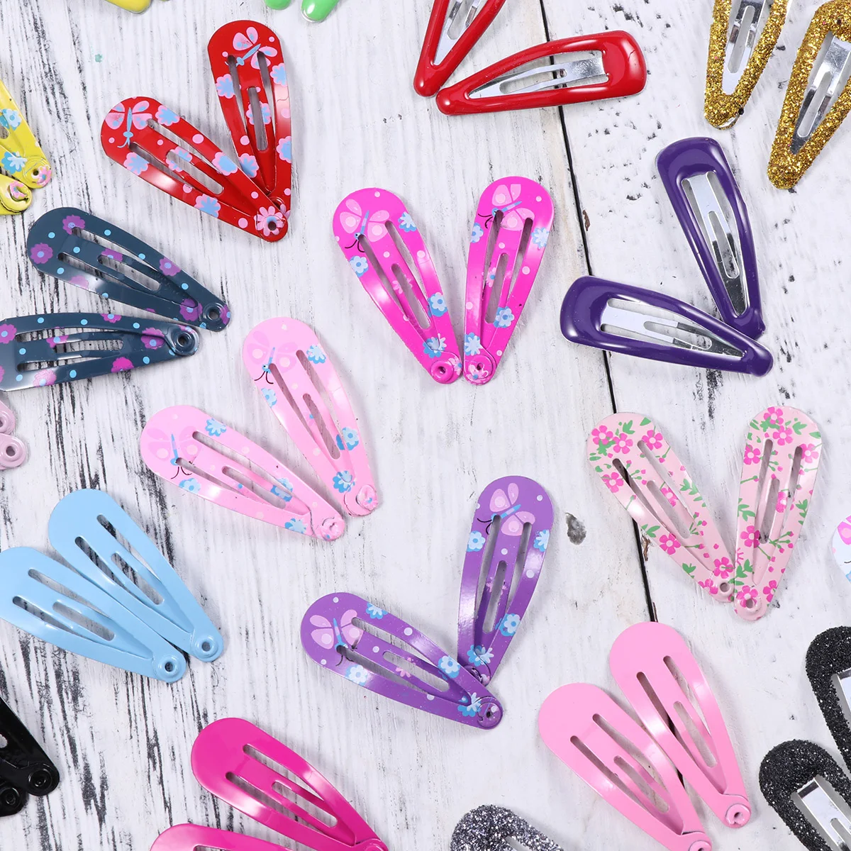 

100pcs 9Sets Snap Hair Clips No Metal Hair Clip Barrettes for Hair Accessories(Mixed Style)