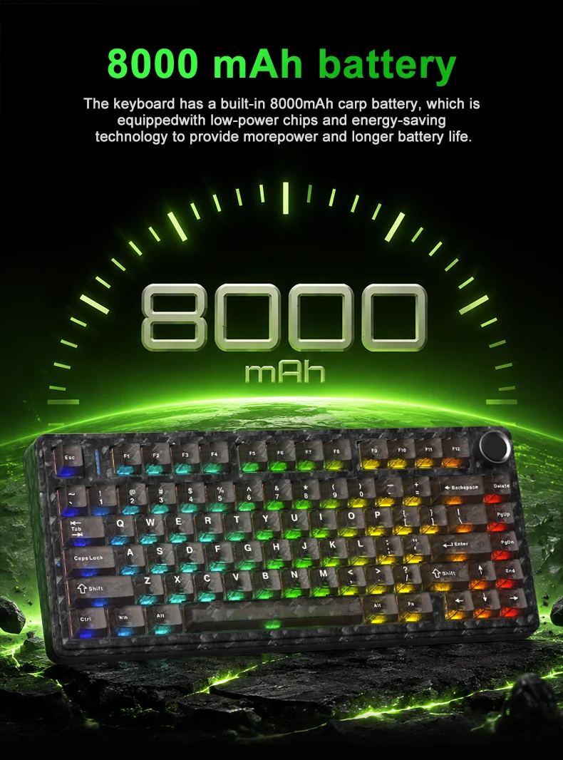 AULA F75 Master Edition Wireless Gaming Keyboard Dual 8K High Response Forged Carbon Fiber Shell 75% Layout Gasket Hot-swappable