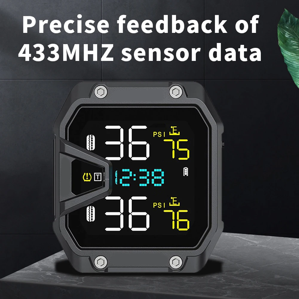 Motorcycle Tire Pressure Monitoring Alarm System LCD Display Wireless Tire Pressure Monitoring System for Two Wheeled Motorcycle