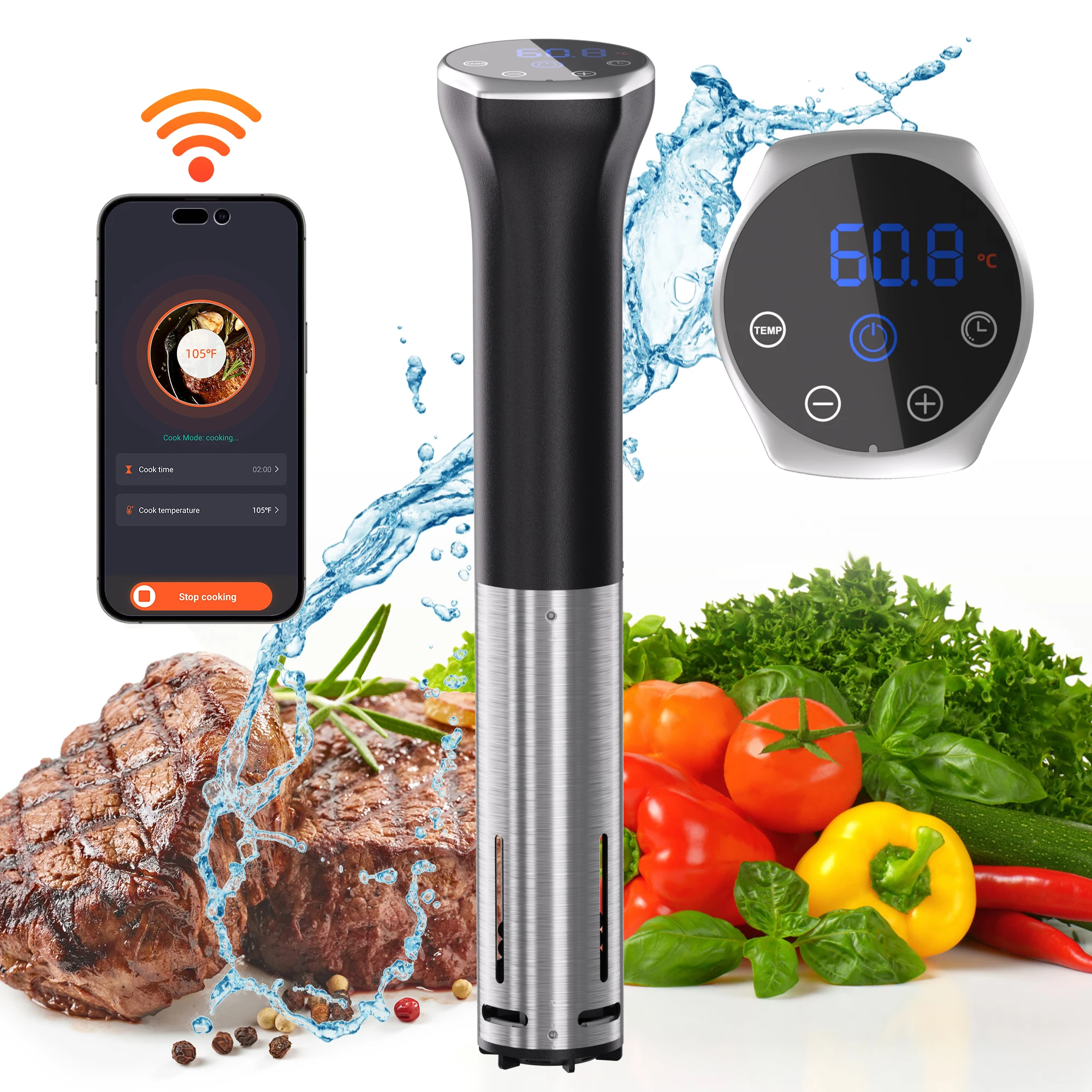 Wifi Vacuum Sous Vide Machine Ultra-Quiet Precisional Cooker Immersion Circulator with Recipes( App Included) Slow Cooker Heater