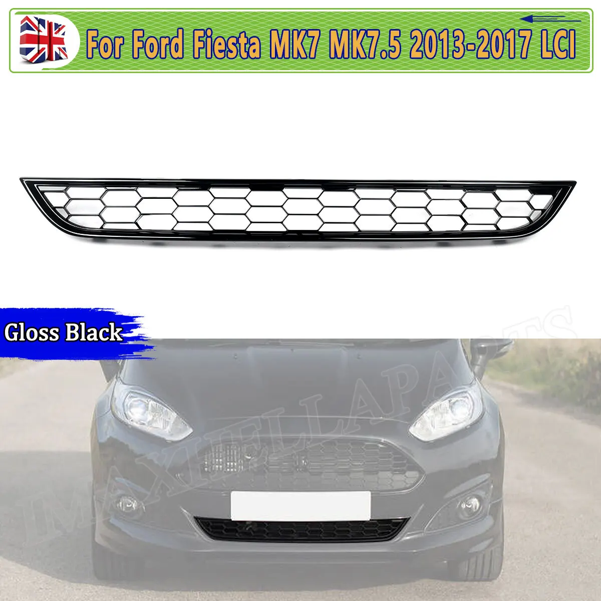

Honeycomb Lower Mesh Grill For Ford Fiesta Zetec S Mk7 Mk7.5 2013 2014 2015 2016 2017 Petrol Hatch grille Gloss Black Grid Grill