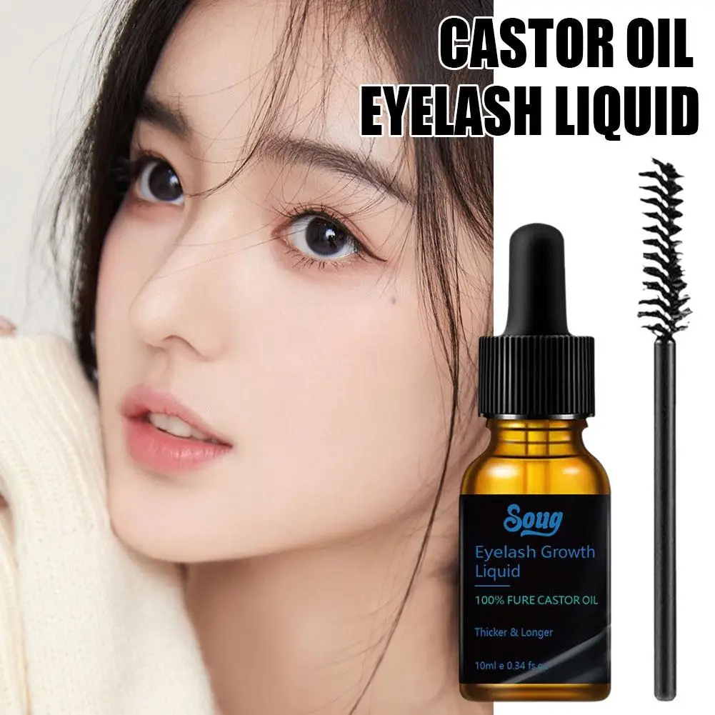 10ML Castor Oil Eyelashes Growth Essential Oil Eyelash Growth Thick Enhancer Lash Growth Eyebrow Treatments Serum Nourishin E9H0