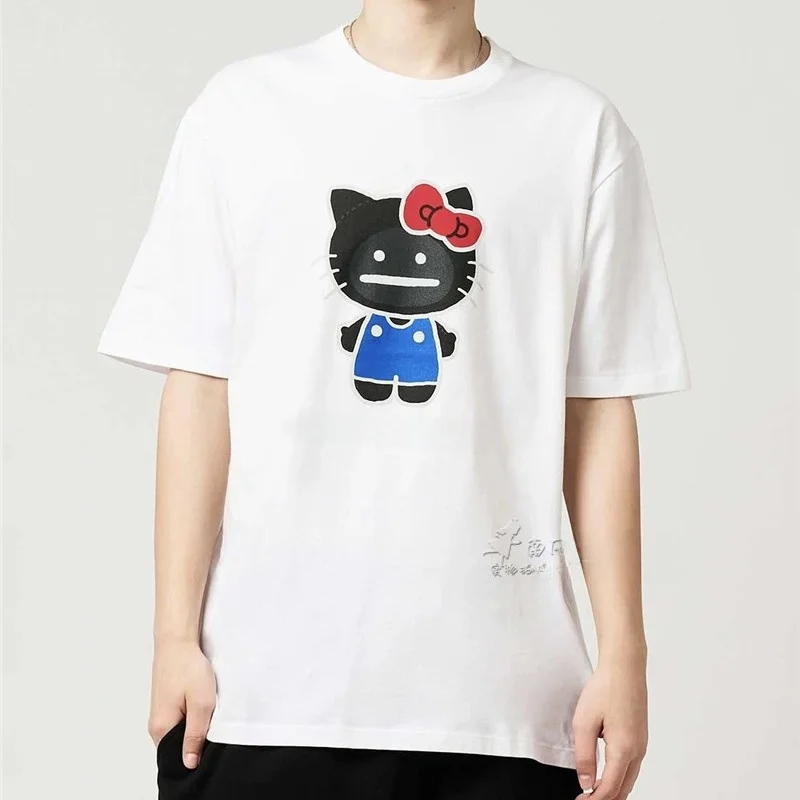 

Футболка свободного кроя для пар с коротким рукавом, коллаборативный принт, весна-лето, новинка, корейский стиль, круглый вырез горловины