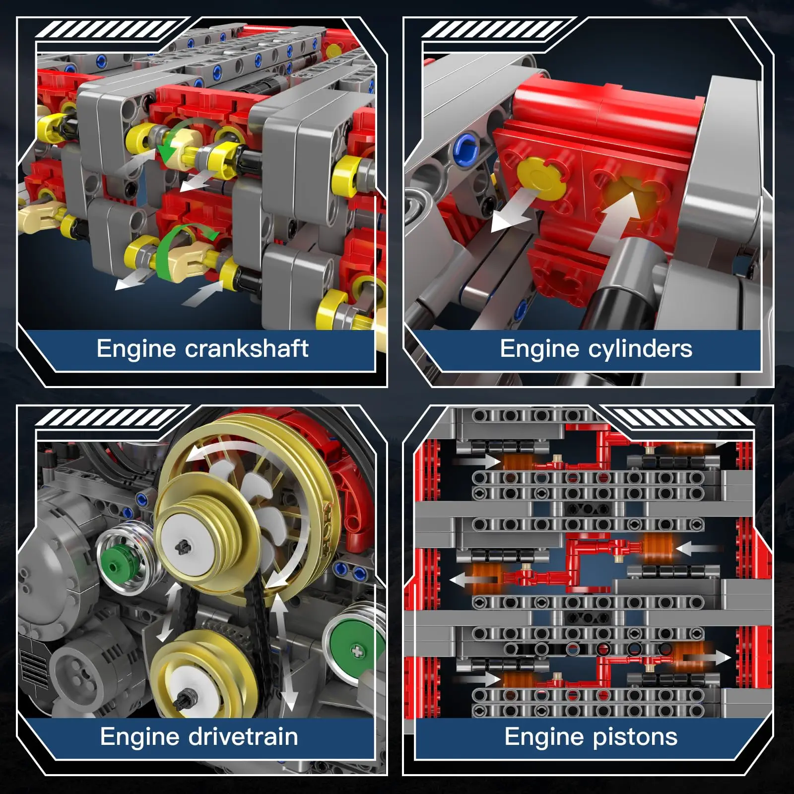 Mold King 10181 2375 STKS Platte Motor Building Sets V8 Model Motor Kit Volwassenen Verzamelen Modellen Bouwstenen Speelgoed Kinderen jongens Gift