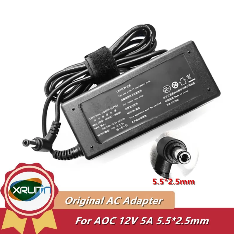 

Original AC Adapter Charger 215A73440 For Philips AOC 12V 5A 60W 5.5x2.5mm GA60SC2-1205000 ADPC1260AB Monitor Power Supply