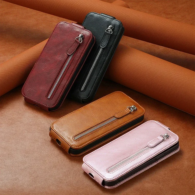 Zipper Vertical Flip Case For Samsung Galaxy A73 A72 A70 A55 A54 A53 A52 A52S A50 A30S A23 A16 A15 A14 A13 A05S A06 Phone Cover