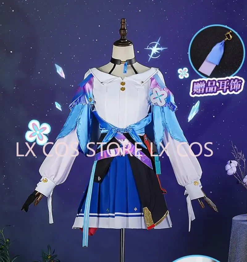 Game Honkai Star Rail March 7th Cosplay Costume Women Cute Blue Dress Halloween Uniform Carnival Party Outfits