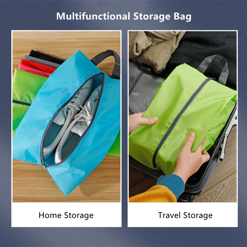 Dustproof Shoes Storage Bags Travel Portable Nylon Shoes Bag with Sturdy Zipper Pouch Case Waterproof Pocket Shoes Organizer