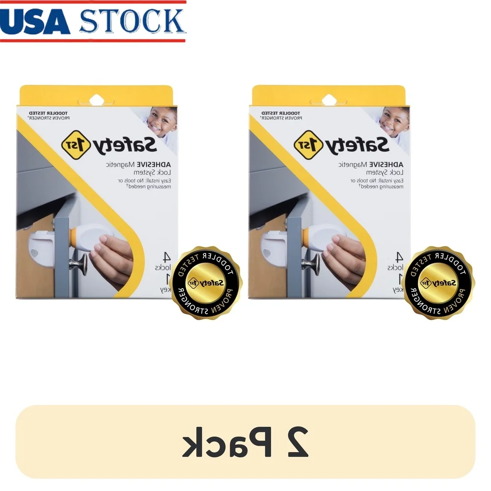 

Adhesive Magnetic Child Safety Lock System 4 Locks 1 Key Cabinets Drawers Toddler Proofing Secure Solution