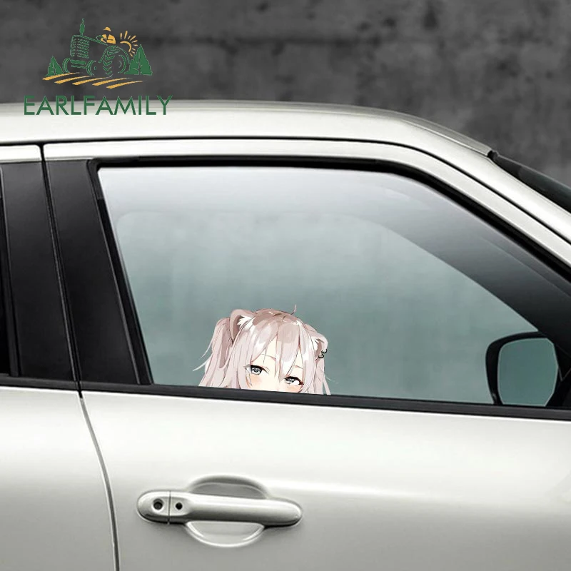 

EARLFAMILY 13 см x 8,7 см для наклеек и декоративных стикеров на автомобиль Shishiro Botan Peeker, модные, креативные, водонепроницаемые, для украшения окон