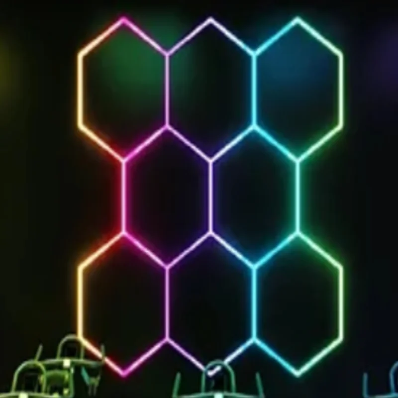 RGB Hexagon Led Atmosphere Car Lights Atmosphere RGB Changing Lamp for Decorative Home Disco Mini Club Stage Segmented Control