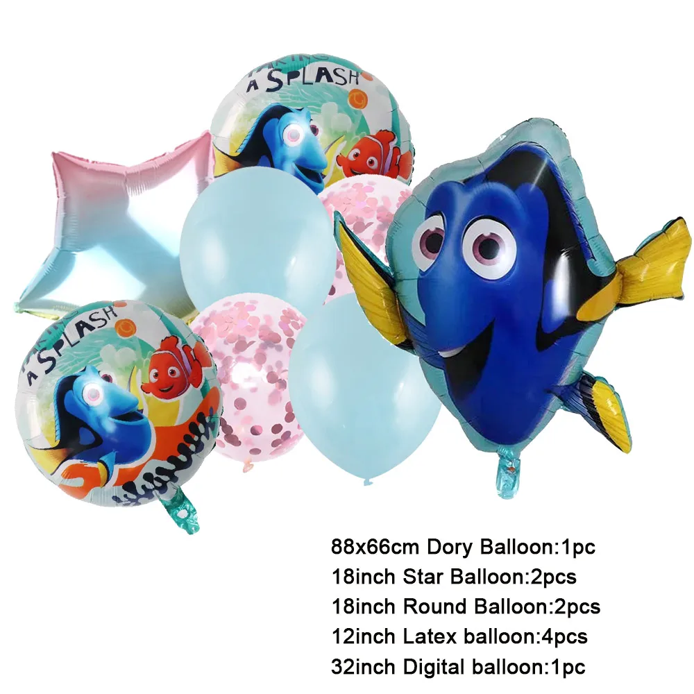 Clownfish Dory Finding Nemo Theme Birthday Party Decoration Number Aluminum Film Balloon Baby Shower Photography Pprops Kid Gift