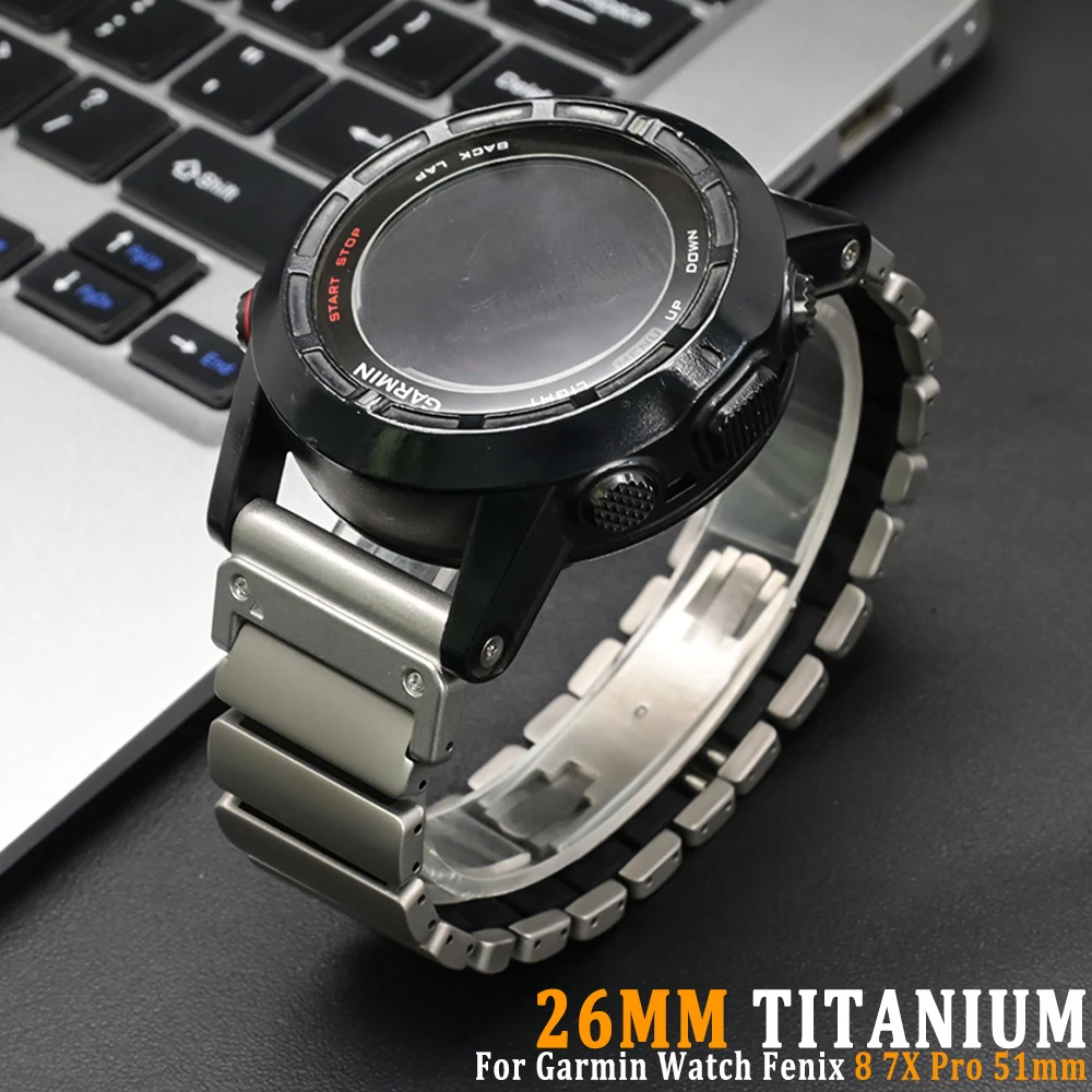 

26mm Metal Titanium Rubber Band for Garmin Enduro 3 Tactix 7 Pro Luxury Wrist Strap for Garmin Watch Fenix 8 7X Pro Instinct 2X